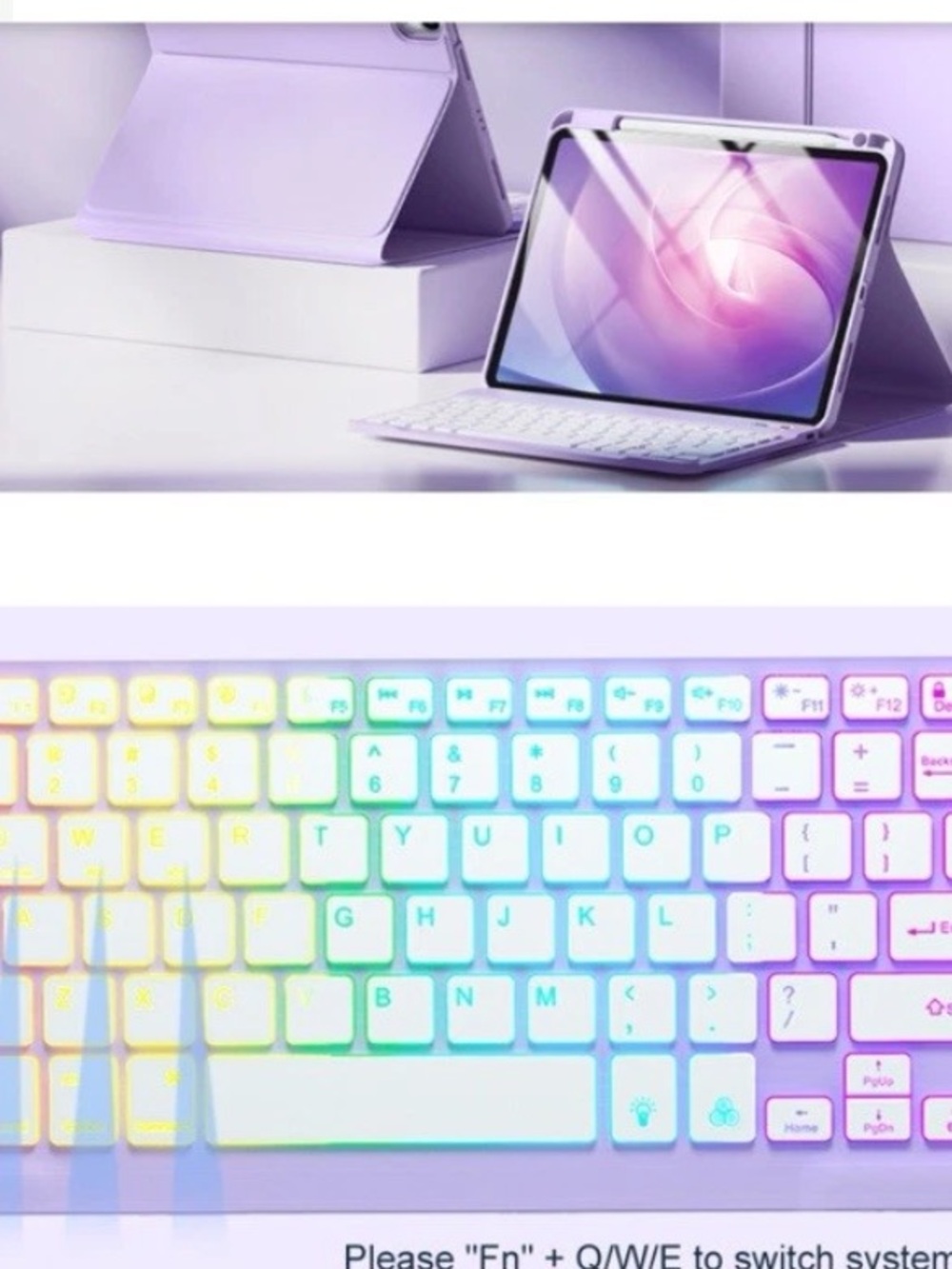 Bluetooth 3.0 Compact Illuminated Keyboard for iPad Purple/White